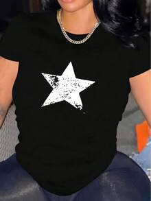 Camiseta Casual de Manga Corta para Mujeres 1 Pieza% Algodón Pesado - Cuello Redondo Cómodo, Camisetas Suaves y Adorables - Blanco - Ver 6