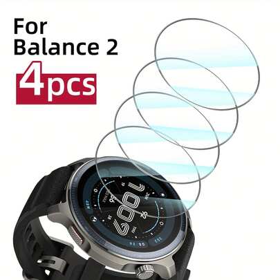 4pcs Transparent Screen Protector Film For Huami Watch Balance2, Watch Screen Protector, Made Of Tempered Glass Material, 9H Hardness, Suitable For Sports And Daily Use, Anti-Fingerprint Coverage, Smooth Touch, Long-Lasting Protection Screen Protection Essentials, Applicable To Daily Shield, Office, Home Daily Shield Office Home Watch Cover Watch Accessories Waterproof Shockproof Anti-Fall Scratch Resistant