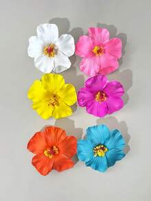 6个/套彩色芙蓉花发夹，夏威夷风格，色彩鲜艳自然，宛如真花，可夹在头发上 - 适合女孩和女士，适合海滩度假、日常外出、派对等场合，可灵活搭配不同造型 - 彩色 - 查看 5