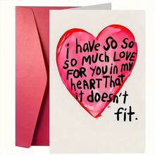 1pc Creative Anniversary Cards, Anniversary Gifts With Sincere Emotions, Suitable For Anniversary Gifts For Partners, Couples, Lovers On Anniversary Day, "I Have So So So Much Love For You In My Heart That If Doesn't Fit." - 紅色 - 查看 4
