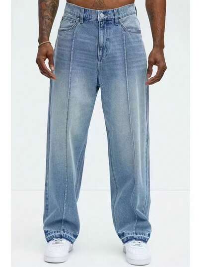 男士街头风宽松休闲牛仔裤，宽松版型 - 时尚休闲百搭/全球通用/通用宽松