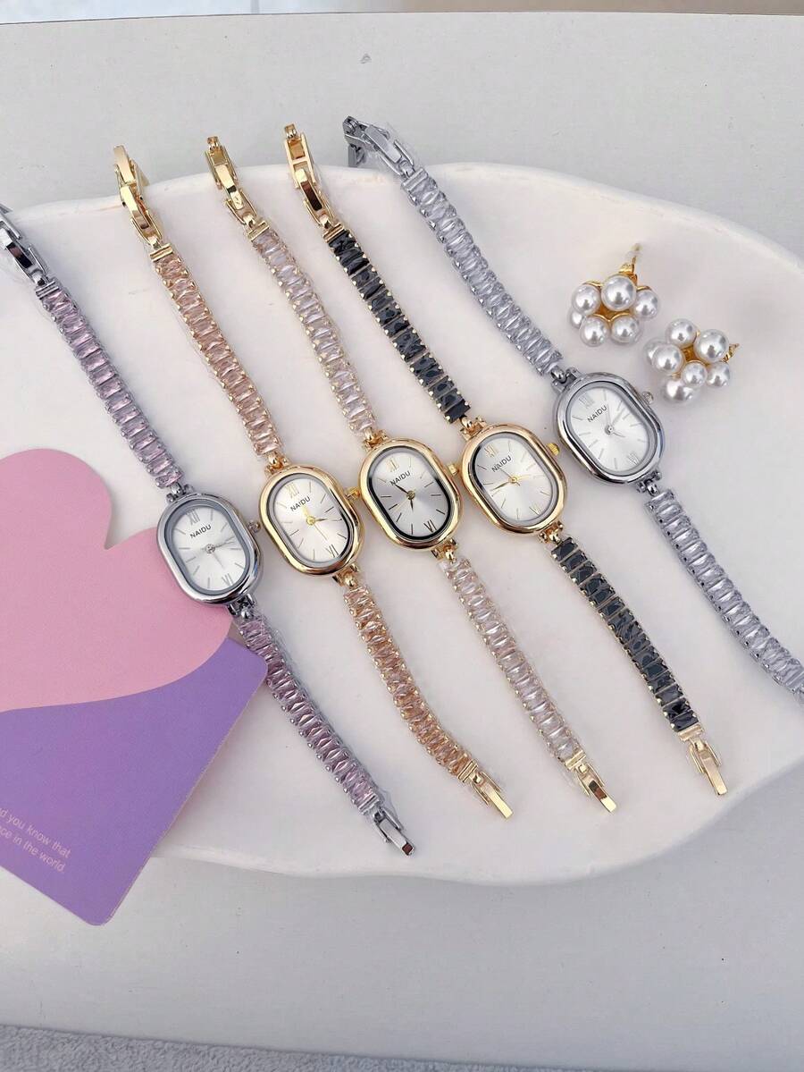女士手链手表，粉色水晶石英表，适合日常佩戴、开学季、情人节礼物 - 均碼 - 查看 1