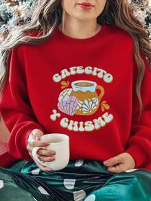 Mexican Q Version Element Printed Sweatshirt, Sweatshirt With Directional Print, Sports Shirt, Autumn And Spring Round Neck Casual Pullover, Women's Sweatshirt, Loose And Comfortable Valentine Sweatshirts - Green - View 10