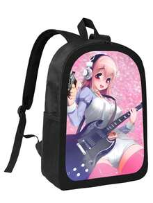 School Backpack For Fans Men Women College Bookbag Waterproof Lightweight Black Backpack Mochilas Book Bag Rucksack Casual Daypack School Bag   , - Black - View 2