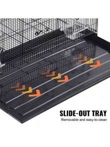 30in Bird Cage, Metal Large Parakeet Cages For Cockatiels Small Parrot Budgies Lovebirds Canaries, Pet Bird Cage With Rolling Stand And Tray - Black - View 5
