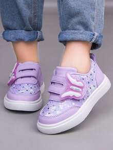 1 Pair Girls' Fashion New Butterfly Decor Low-Top Sneakers, Soft Sole Non-Slip Children's Casual Shoes, Korean Style, Versatile, Suitable For Girls, Students, Running, Spring/Summer/Autumn/Winter - Purple - View 4