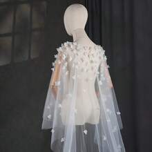 1 pièce Cape de mariée florale 3D faite à la main, Manteau de mariage avec traîne, Accessoire de photographie, Accessoire de mariage/Saint-Valentin - Multicolore - Voir 5
