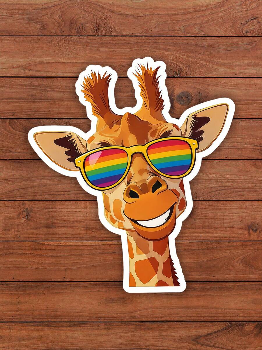 3/1pc Giraffe Wearing Sunglasses Sticker - Fun Sticker, Suitable For Laptop, Water Bottle, Etc.! A Perfect Gift For Animal Lovers, Teenagers, And Nature Enthusiasts. - Multicolor - View 1
