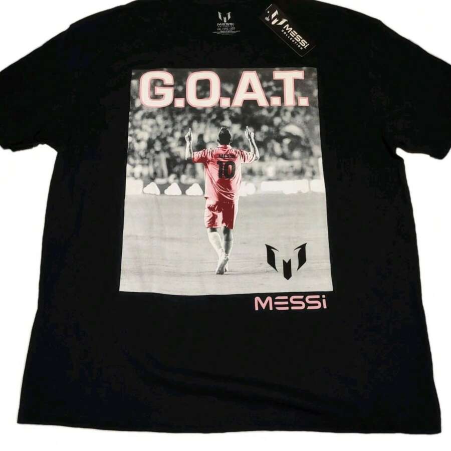 Lionel AMessi Graphic T-Shirt Men's Size 2XL GOAT Soccer - 黑色 - 查看 1