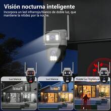 1pc Cámara de Vigilancia Blanca, 12MP Doble Lente 2 Pantallas, WiFi Dual 2.4G/5G, Zoom 12X, Seguimiento Automático, IP66 Impermeable, Visión Nocturna Color, Audio Bidireccional, para Hogar/Patio/Jardín, Ideal para Familias/Propietarios, Adaptador + Manual en Español - Tipo de Enchufe A USA (110-127V) - Ver 9