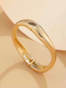 Conjunto de pulseras de gota de agua de alta gama minimalista, diseño curvo asimétrico brillante, pulsera de estilo europeo y americano versátil, adecuada para uso casual y fiestas, joyería de vacaciones - Dorado - Ver 8