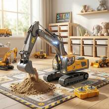 LUMIARTISAN 11 Channel RC Excavator | 1:24 Scale Realistic Construction Toy With Lights & Sounds | Rechargeable STEM Gift For Kids - Hot - 查看 1