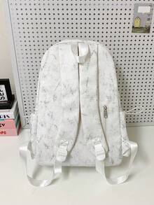 1pc Printed + Canvas Material Backpack, Zipper Closure, Style, Suitable For Students, Commuting, Outdoor Activities, All Seasons - Multicolor - View 4