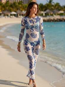 Beach Cover-Up Long Tulle Dress | Women's Beachwear Summer 2026 - Cá ngựa - Xem 3