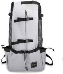 屋外での買い物に最適な、通気性と通気性に 頭が露出した犬用ペットバックパック (M,ライトグレー) - ライトグレー - チェックする 9