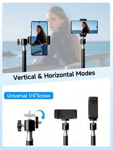 TOKQI 110厘米三脚架，带360°旋转手机支架，落地式支架，适用于专业摄影摄像工作室环形灯、摄影灯、智能手机、小型相机 - 黑色 - 查看 4