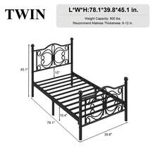 Metal Platform Bed Frame, Classic Style Headboard And Footboard/Under Bed Storage/Mattress Foundation/No Box Spring Required/Easy Assembly - 黑色 - 查看 10