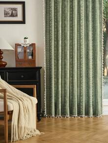 1 chiếc rèm cửa sổ phong cách Bohemian tự nhiên với viền dây leo màu xanh lá cây, chất liệu voan, phù hợp cho nhiều dịp khác nhau. - Nhiều màu - Xem 6