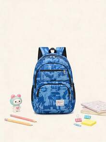 3pcs/Set Fashionable Tie-Dye Cartoon Backpack Set, Versatile & High Capacity - Multicolor - View 2