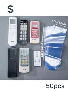 50pcs Remote Control Dust Covers, Remote Control Dust Covers, Remote Control Protective Cases, Remote Control Dust Bags, Remote Control Dust Outer Layers, Remote Control Dust Sleeves. (For Use With A Hair Dryer.) - Multicolor - View 11