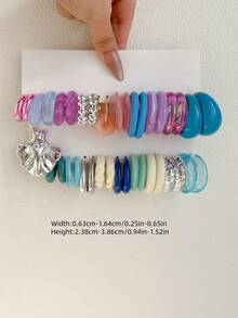 1-10对随机字母复古Y2K亚克力夸张时尚耳环套装，盲盒组合，母亲节、情人节、圣诞节、新年礼物，日常佩戴 - 彩色 - 查看 4