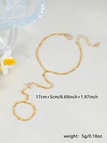 Bracelet à maillons croisés en zircon cubique (1 pièce), accessoire à la mode pour femme, idéal au quotidien, pour un rendez-vous ou une soirée. Un cadeau parfait pour elle. - Or jaune - Voir 2