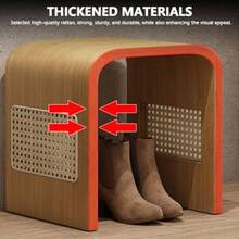 ASDF-SKJDFGH Bamboo Entrance Shoe Bench Multifunctional Rattan Square Stool Arched Foot Rest Side Table for Bedroom Living Room Balcony Utility Room Corridor Brown - Marrón - Ver 6
