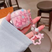 Ins Shiny Star Pendant Suitable For Huawei FreeBuds 5i/6i/7i Bluetooth Earphone Case, FreeBuds SE2/SE3/SE4/Clip2 Earphone Case, Minimalist Transparent FreeBuds Pro3/Pro4/Pro5 Earphone Cute Protective Case - Colorful Five-pointed Star + Pendant - View 5