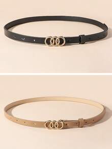 1/3件装女士时尚搭扣腰带，黑色、白色和棕色，百搭休闲腰带，适合所有季节，夏季、秋季、万圣节和其他场合。 - 彩色 - 查看 15