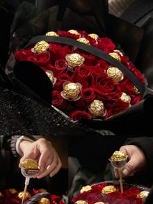 10/30/50pcs Ball Holder Case Flower Jewellery Ball Bouquet Diy Candy Chocolate Flower Stand Set Including 10 Transparent Sphere & 10 Bamboo Stick Stand For Anniversary Party Birthday Bouquet Packaging - Multicolor - View 2