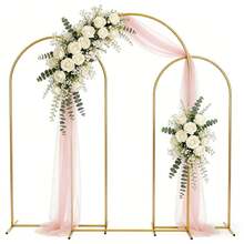 3Pack Metal Arch Backdrop Stand(7.2FT/6.6FT/6FT), Decorative Balloon Arch Stand, Easy Assembly Gold Wedding Arch, Stable Backdrop Arch Stand For Wedding Ceremony, Birthday Party, BabyShower - 金色 - 查看 1