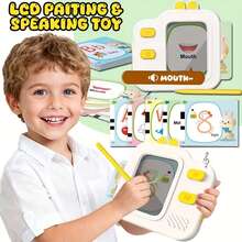 New Enlightenment Drawing Card Reader Early Education Drawing Card Learning Machine (3 AAA Batteries Required), Bilingual Chinese-English Teaching Smart LCD Machine, Card Insertion Educational Puzzle Toy, Back To School Gift, Learning Aid Tool - Multicolor - View 3