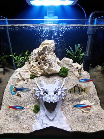 3D Printed Aquarium Decoration - Western Dragon Shaped Fish Tank Ornament, Creative Hideaway Cave Shelter For Small Fish, Fry, Shrimp And Betta, Natural Design Decor