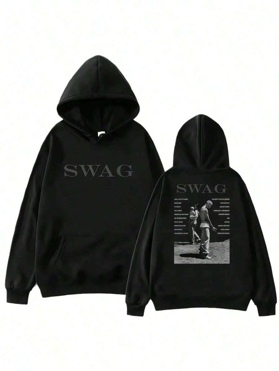 Bieber SWAG 2025 Justin Album 2025 Autumn And Winter Hot-Selling Printing Cotton Hoodie Loose Warm Casual Streetwear Essentials Hoodie Hoodie For Women Sweatshirts For Women Hoodies For Men 's Hoodie Sweatshirts For Men Essentials - 黑色 - 查看 1