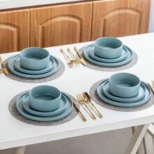 4/6 Serving Plates And Bowls Set, Blue/ White/ Black/ Turquoise/ Cream Tableware Set, Bowl Set, Dinner Plate Set, Dessert Plate Set, Porcelain Tableware Set Plate, Bowls, Cutlery Set, Dishwasher And Microwave Safe, Handmade, for Home, Restaurant - Weiß - 6-teilig (20,32 cm) - Übersicht 3