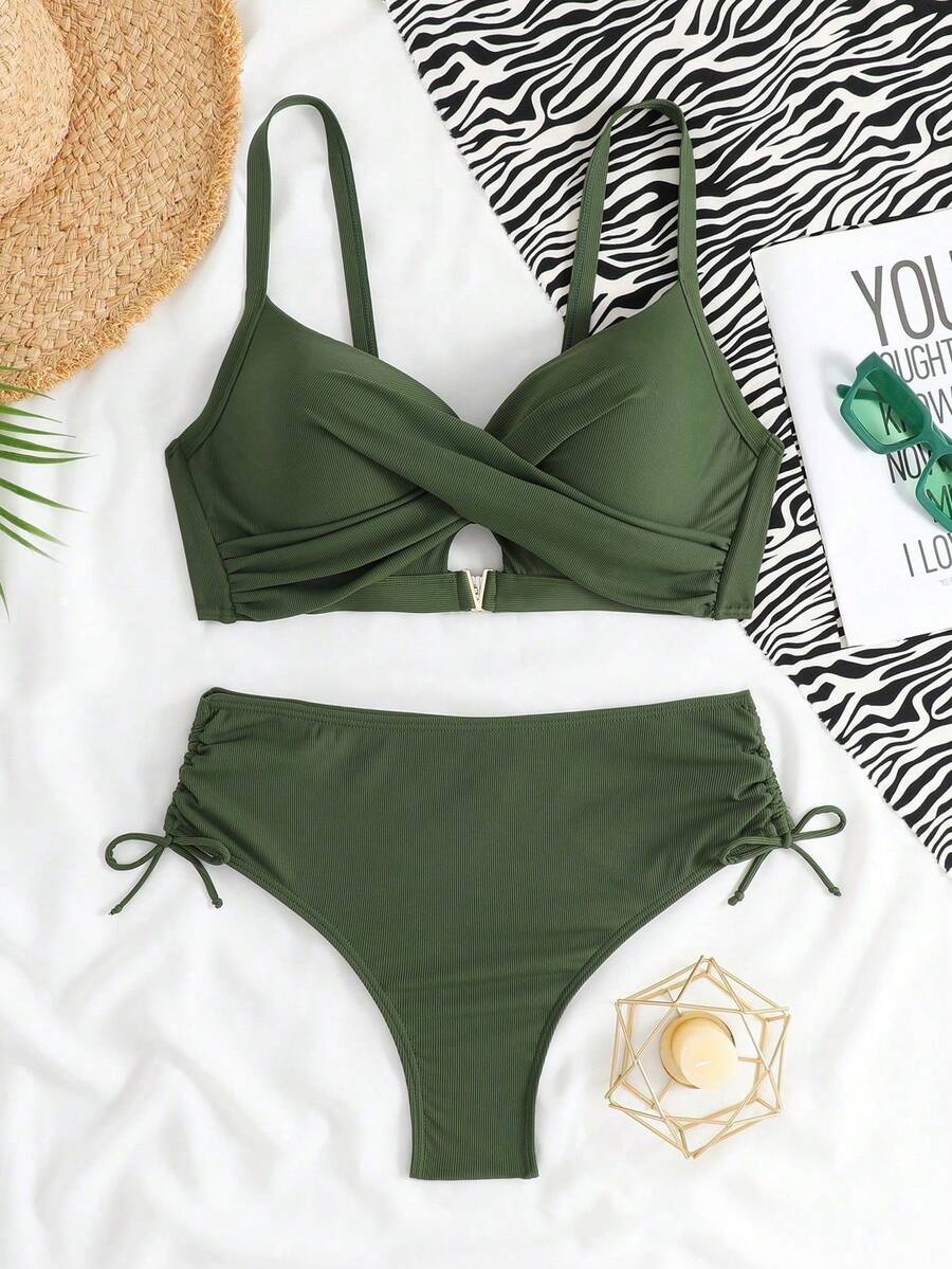 RWX VEST Modern Plus Size Bikini With High Waist Design 2025 XX559 - 軍綠色 - 查看 1