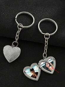 1 Pc Photo Frame Heart Locket Keychains, Y2k Handmade Heart-Shaped Small Box,Photo Frame Keychains, Key Rings, Bag Charms, Bag Pendants, Bag Ornaments, Car Key Charms, Photo Holders, Aromatherapy Pendants,Tale Keyring Sentimental Keepsake, Vintage Charm, Charming Accessory, Artistic Design, Photo Keyring, Best Friend Gift,Gift For Her, Anniversary Gift - Multicolor - View 6