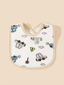 Set de 3 baberos con forma de U de algodón con aire y estampado de dibujos animados para bebé, color aleatorio - Multicolor - Ver 5
