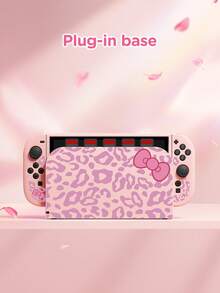 1pc Purple Leopard Spot Bow Print Protective Case, Compatible With New Switch 2 (2025), Switch NS/Switch OLED/Lite, Suitable For Switch 2 Game Console Accessories, Family Pack, Storage Case With Card Slots, Switch Protective Cover, White/Pink, Romantic Gift For Switch Players - Multicolor - View 5