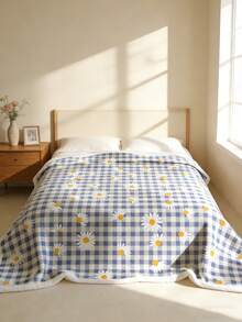 1件装雪帕绒毯，床上用品，格子花卉图案，厚实柔软舒适，适合办公室小憩、房间装饰、旅行和露营，也适合客厅和卧室。 - 彩色 - 查看 2