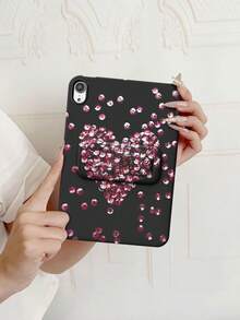 Retro Pink Purple Gradient Heart Rhinestone Flat Protective Case Suitable Compatible With Apple IPad Mini 6 7, Tab A7 9, Pad 5 5Pro, Redmi Pad SE 11, Skin-Friendly Stand Painted Protective Case - Multicolor - View 5