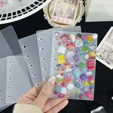 A6/A7/M5 Transparent PET Double-Sided Release Paper, Thick Hard Cover Sticker Book Divider Pages, PP Paper, Collage, Bubble Stickers, 3D Embossed Crystal Sticker Sheets, Sticker Refill Pack, Hard Cover Sticker Book, 3D Embossed Crystal Sticker Sheets - Clear - View 2