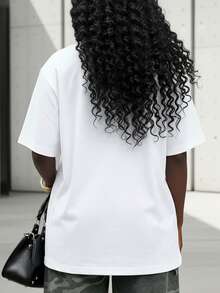 Áo thun nữ tay ngắn dáng rộng, thời trang thường ngày mùa hè. - trắng - Xem 7