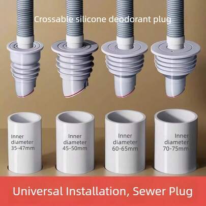 Universal Silicone Drain Cover - Anti-Odor Seal For Kitchen Sink, Bathroom, Laundry Pipe, Easy No-Tools Installation