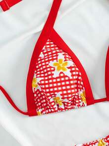 PEPPERMOLLY Bộ bikini nữ 2 món màu đỏ tía in họa tiết - Đồ bơi thể thao cổ điển với quần tam giác và thiết kế cạp thấp, cần thiết cho bãi biển mùa hè, phong cách trang trí bãi biển thành thị; một bộ đồ bơi quyến rũ và gợi cảm, hoàn hảo cho các bữa tiệc bể bơi và kỳ nghỉ biển sang trọng. - Nhiều màu - Xem 5
