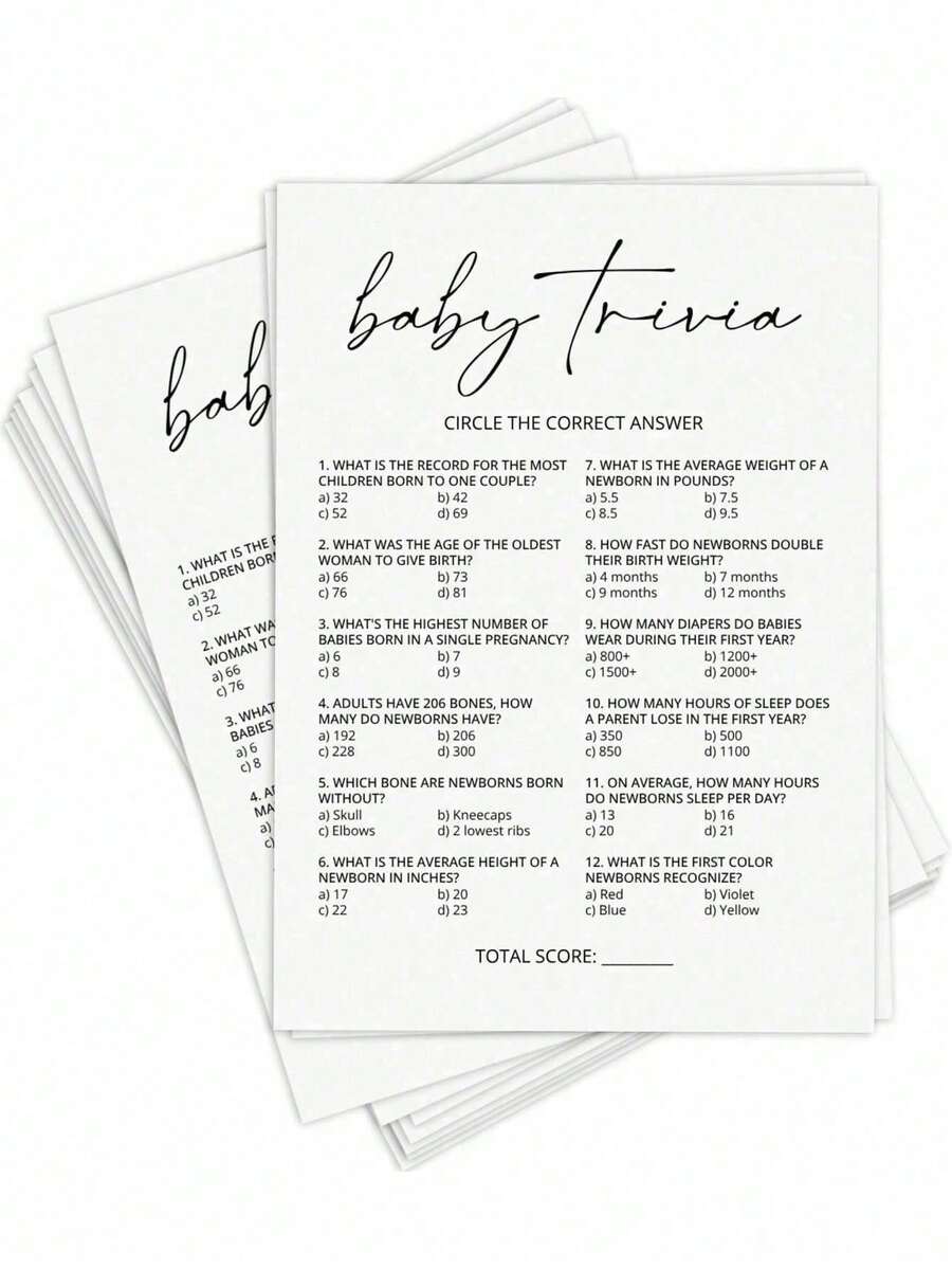 24pcs Baby Trivia Party Game, Infant Fun Knowledge Q&A Game, Suitable For Baby Shower Party, Neutral Style - Multicolor - View 1