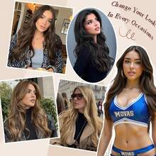 BARSDAR Extensions For Women - 4 Pcs Thick Double Weft Long Wavy Soft Synthetic Blends Well Hair Extension, 20 Inch Dirty Blonde - Champagne Blonde & White Blonde - View 6