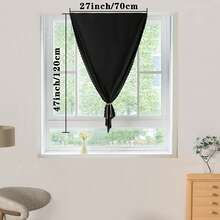 1pc Blackout Curtain, Solid Color With Black Backing, Blocks Sunlight, Darkens Room, Protects Privacy, No-Drill Adhesive Window Curtain - Multicolor - View 13