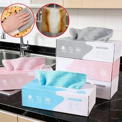 20pcs/Box 20*20cm Disposable Cleaning Wipes, Household Slouchy Wipes Box, Dry & Wet Dual-Use Cleaning Cloth For Kitchen & Home