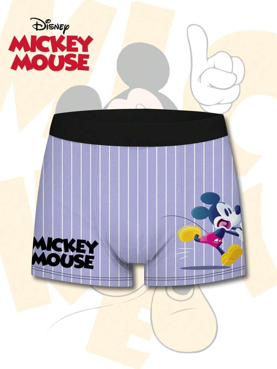 Light Purple Striped 3D Print Men's Boxer Briefs, Fashionable Design For Daily & Loungewear